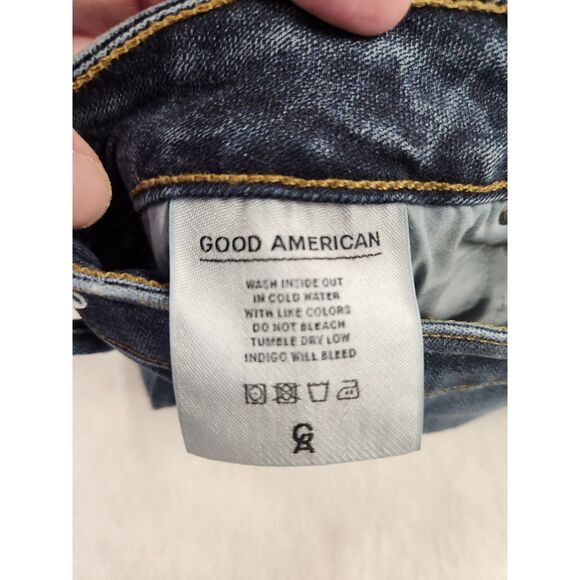 Good American Good Legs Lace-Up Jeans 6/28 Medium Wash Distressed Flaws - Picture 6 of 10